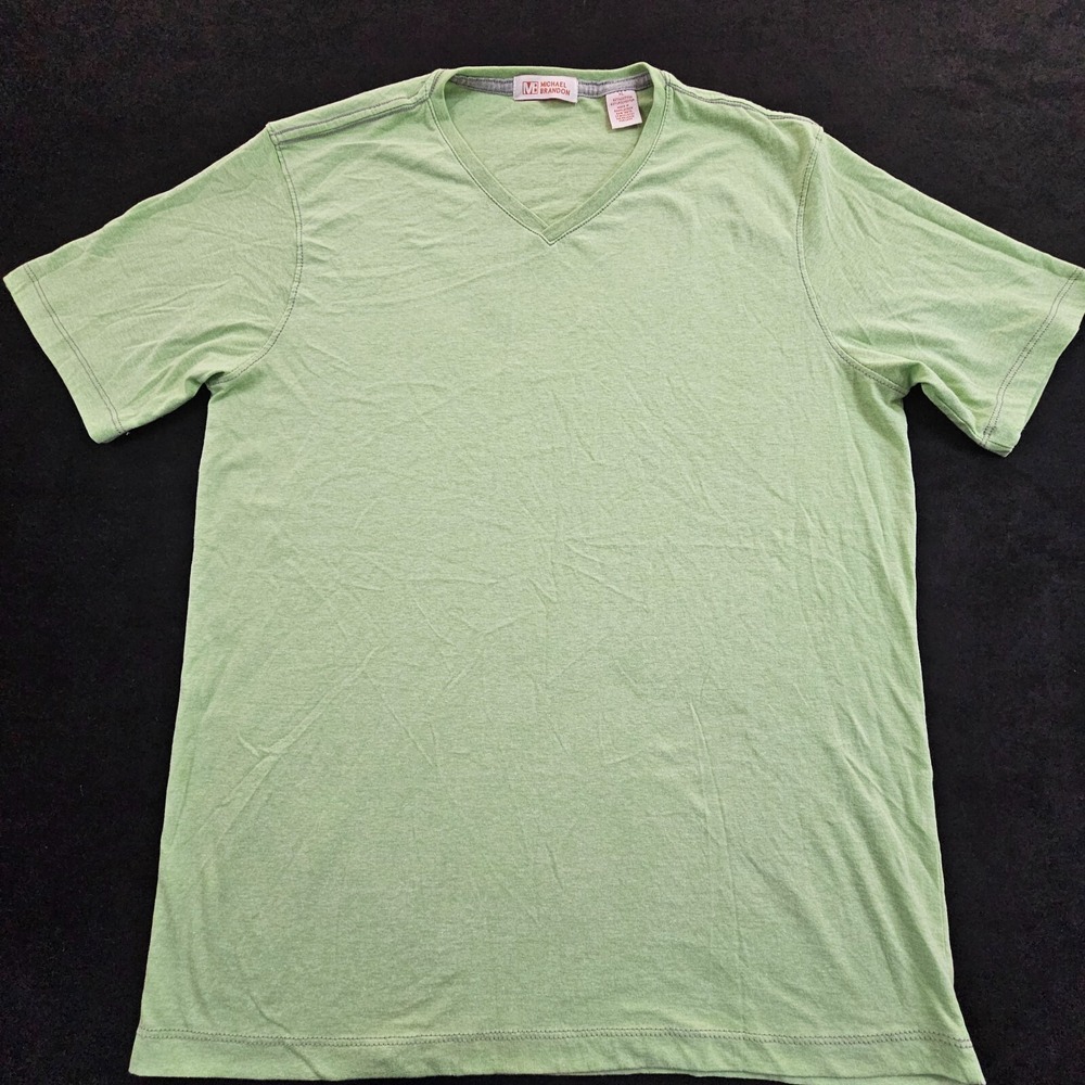 Michael Brandon Green Short Sleeve Cotton Blend V-Neck T-Shirt Men's XL
